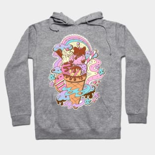 Cute ice cream bunny and bear cone Hoodie